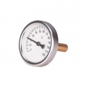 Термометр биметаллический 0-120 *C (d-63мм, аксиальный, с латунной гильзой L-50мм, штуцер 1/2")